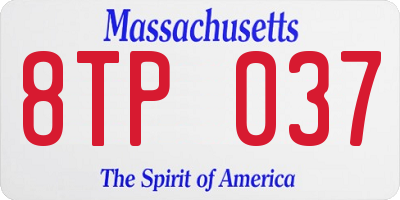 MA license plate 8TP037
