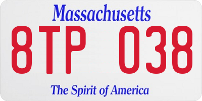 MA license plate 8TP038