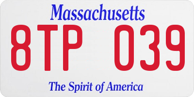 MA license plate 8TP039