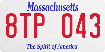 MA license plate 8TP043