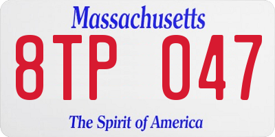 MA license plate 8TP047
