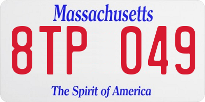 MA license plate 8TP049