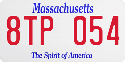 MA license plate 8TP054