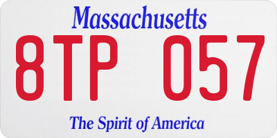 MA license plate 8TP057