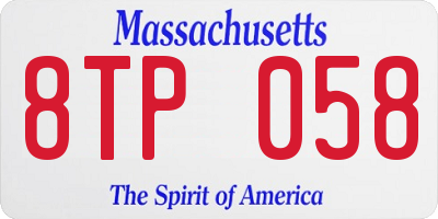 MA license plate 8TP058