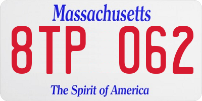MA license plate 8TP062