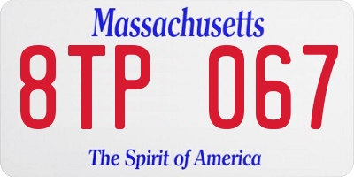 MA license plate 8TP067
