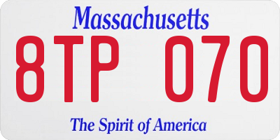 MA license plate 8TP070