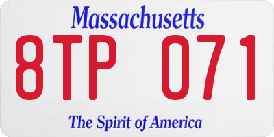 MA license plate 8TP071