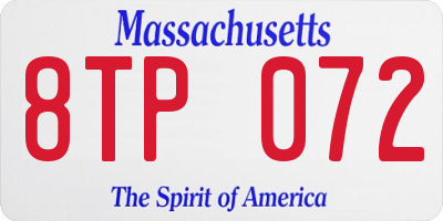 MA license plate 8TP072