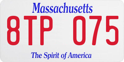 MA license plate 8TP075