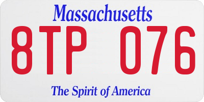 MA license plate 8TP076