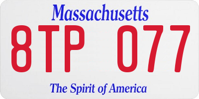 MA license plate 8TP077