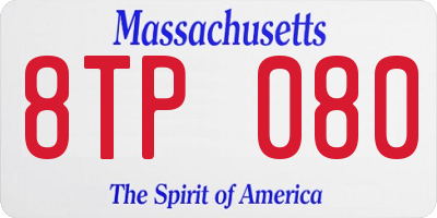 MA license plate 8TP080