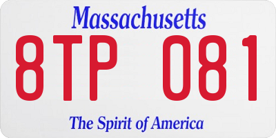 MA license plate 8TP081