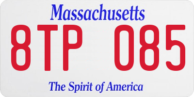 MA license plate 8TP085