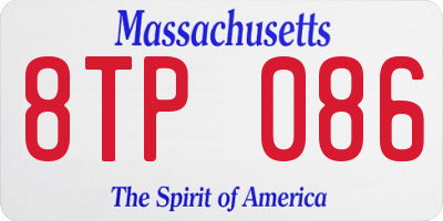MA license plate 8TP086