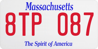 MA license plate 8TP087