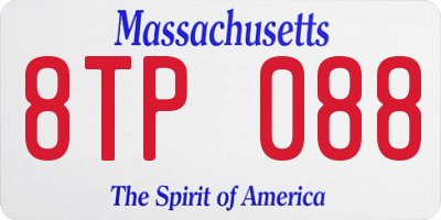 MA license plate 8TP088