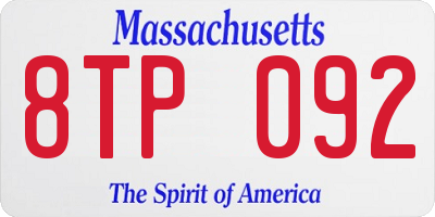 MA license plate 8TP092
