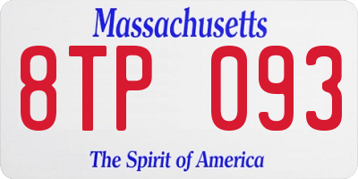 MA license plate 8TP093