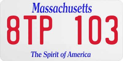 MA license plate 8TP103