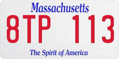 MA license plate 8TP113