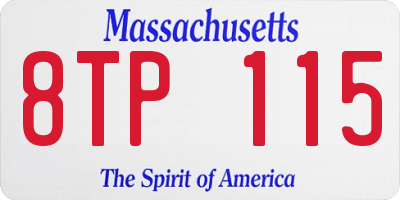 MA license plate 8TP115
