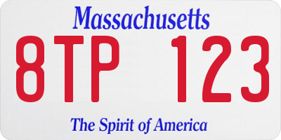 MA license plate 8TP123