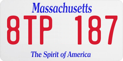 MA license plate 8TP187
