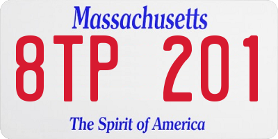 MA license plate 8TP201