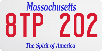 MA license plate 8TP202