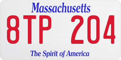 MA license plate 8TP204