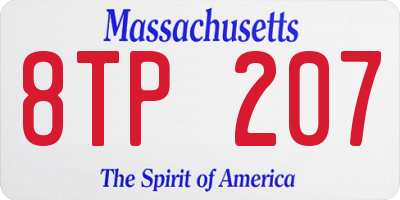 MA license plate 8TP207