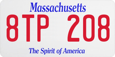 MA license plate 8TP208