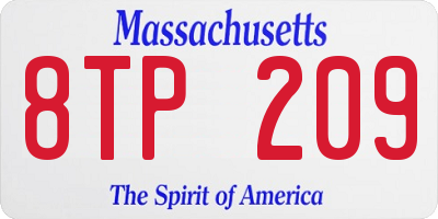 MA license plate 8TP209