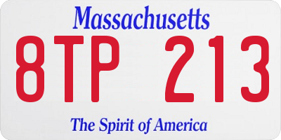 MA license plate 8TP213