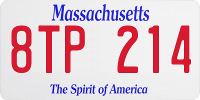 MA license plate 8TP214