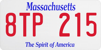 MA license plate 8TP215