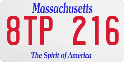 MA license plate 8TP216