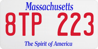 MA license plate 8TP223