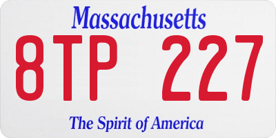 MA license plate 8TP227
