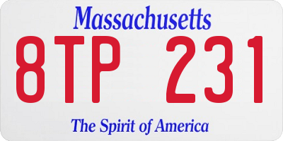 MA license plate 8TP231