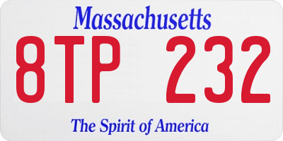 MA license plate 8TP232