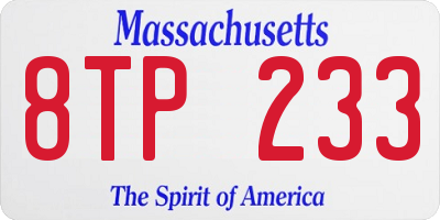 MA license plate 8TP233