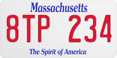 MA license plate 8TP234