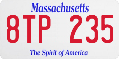 MA license plate 8TP235