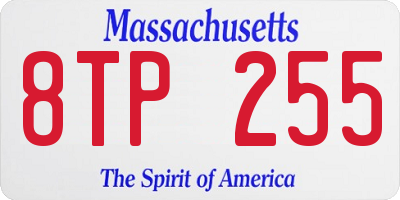 MA license plate 8TP255