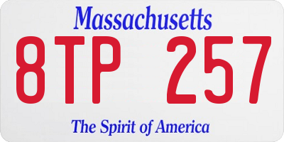 MA license plate 8TP257