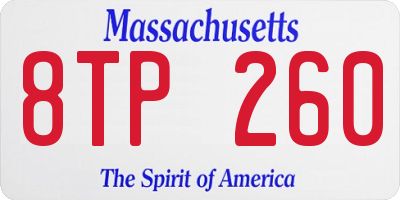 MA license plate 8TP260
